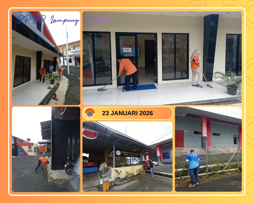 BPBD Lampung Selatan Gelar Gotong Royong Perawatan Lingkungan dan Fasilitas Kantor